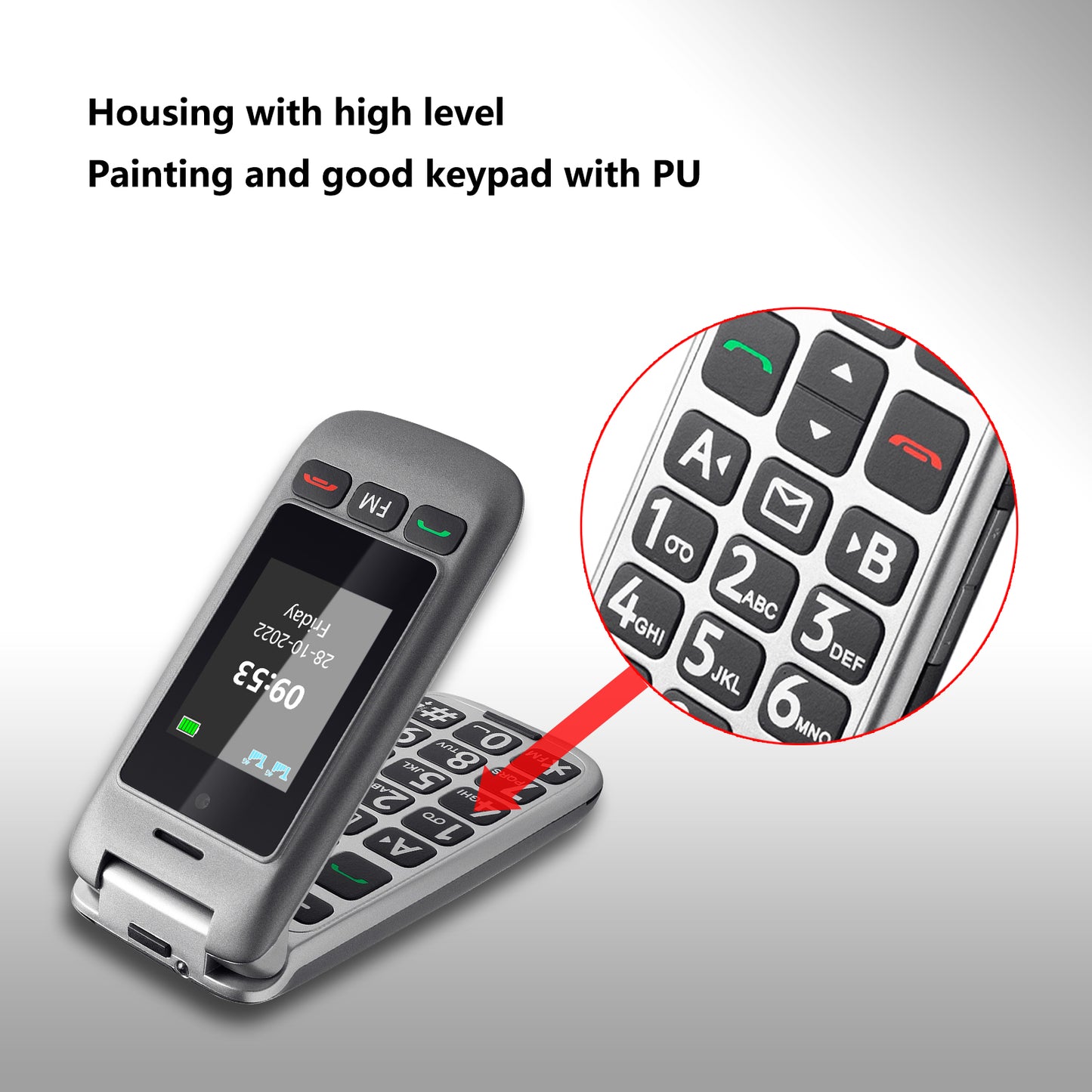 Artfone G6 4G Flip Telefoon – Dual LCD, Grote Toetsen & Oplaadstation