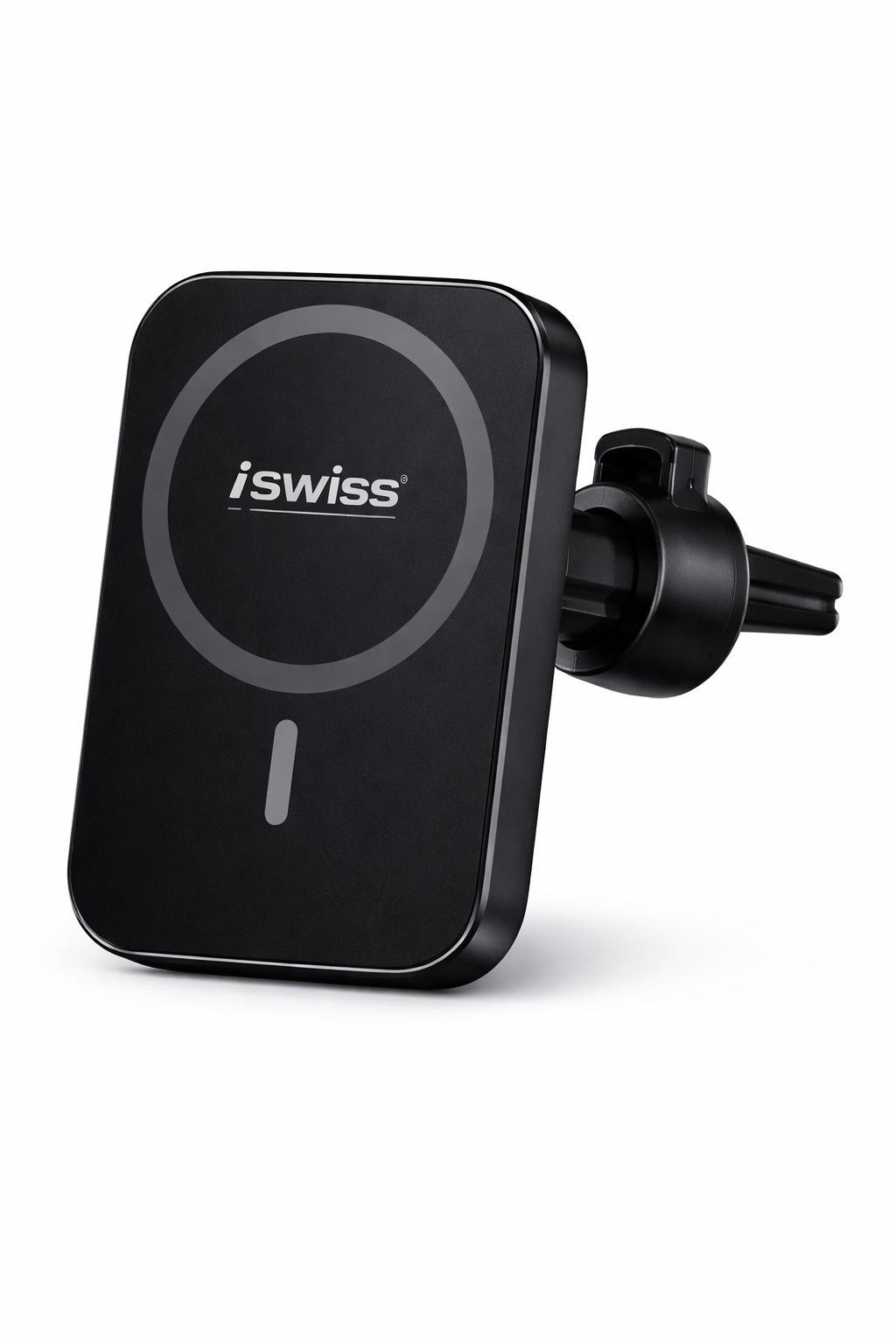 iSwiss Magnetisches kabelloses Autoladegerät – 15 W Schnellladung | Schwarz | MagSafe-kompatibel