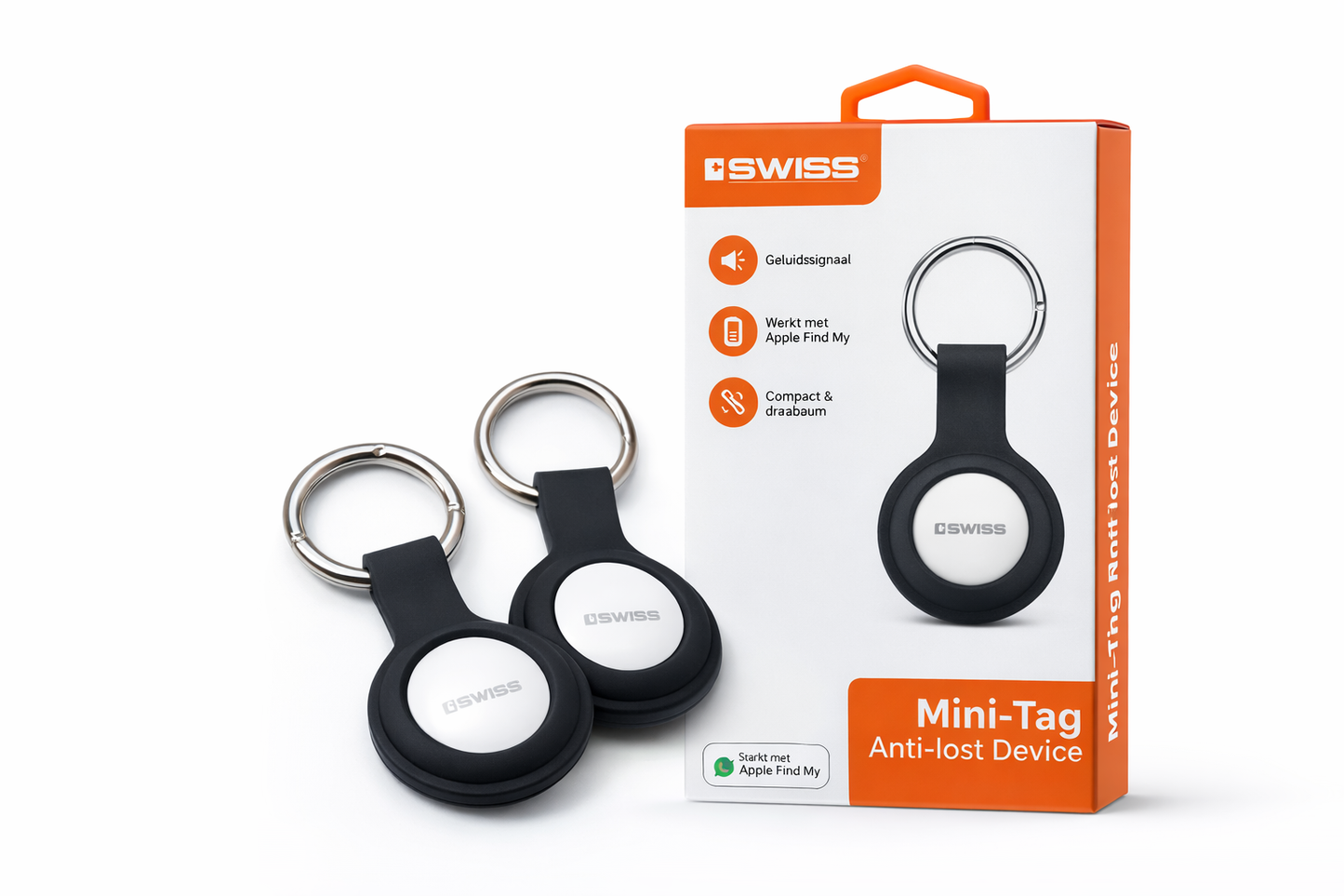 iSWISS Mini Tag – Anti-Verlust-Tracker | Kompatibel mit Apple „Wo ist?“ | Schlüsselanhänger-Tracker