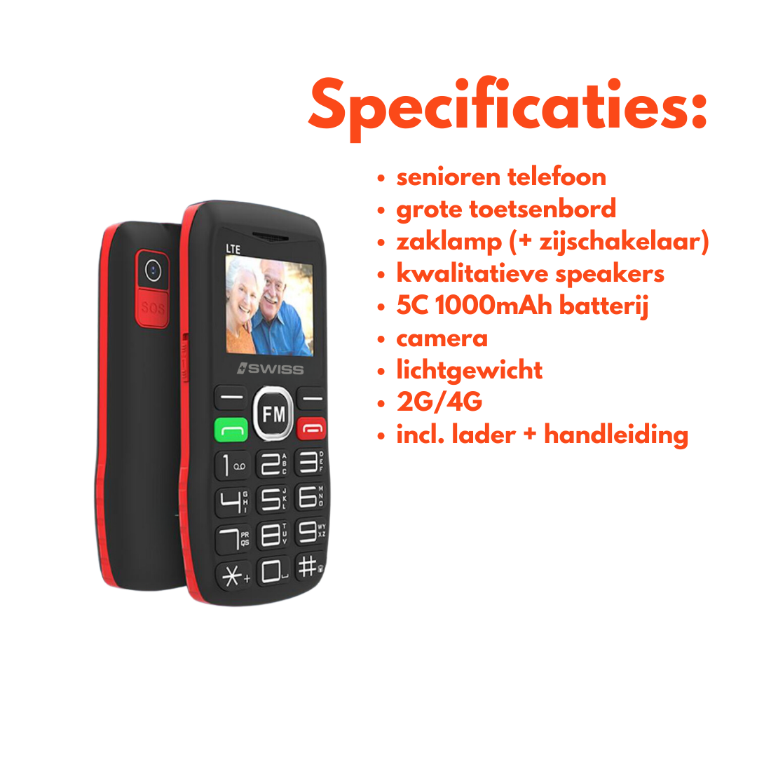 iSWISS Senioren Mobiele Telefoon met SOS-knop – Model MGC-MP065