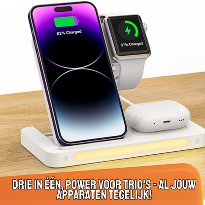 iSWISS 3-in-1 Opvouwbare Draadloze Oplader – 15W Snelladen met Nachtlamp (MGC-W2058)