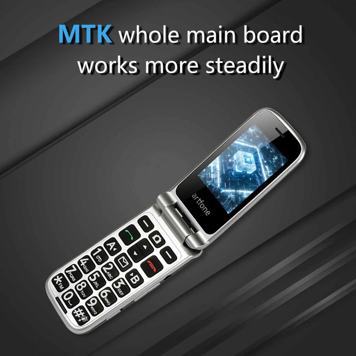 Artfone Draadloze Seniorentel­efoon met Oplaadstation – USB-C, Compact & Eenvoudig