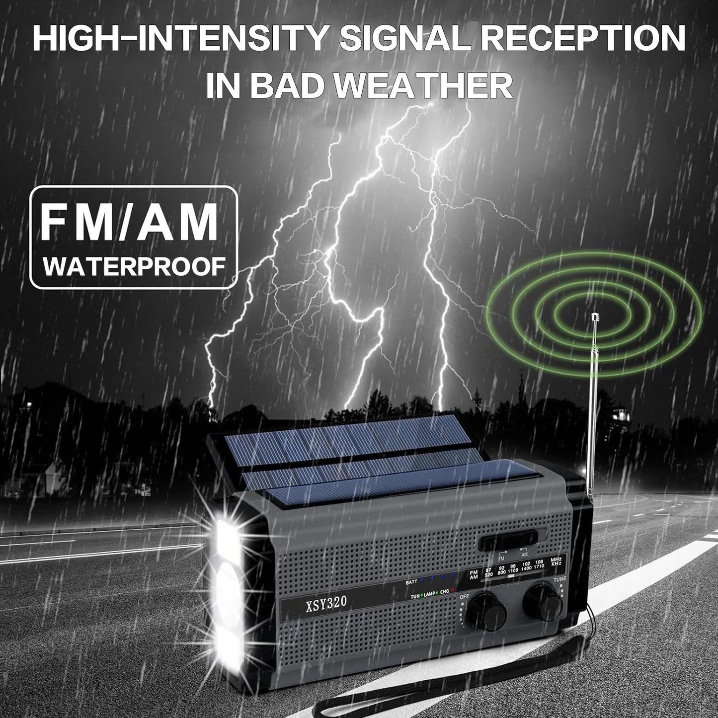Portable AM ​​FM Emergency Radio with Powerbank and Solar Dynamo