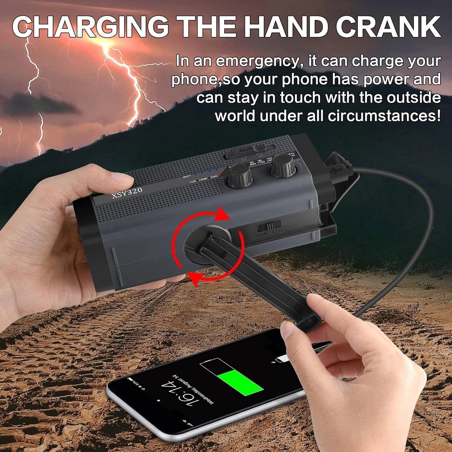 Portable AM ​​FM Emergency Radio with Powerbank and Solar Dynamo