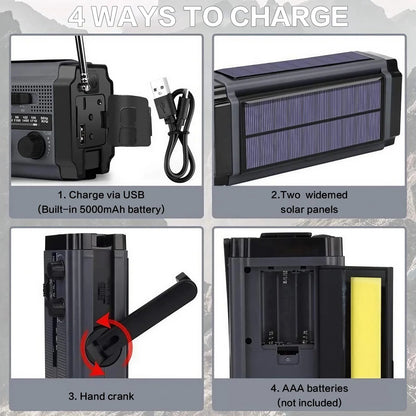 Portable AM ​​FM Emergency Radio with Powerbank and Solar Dynamo