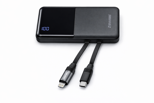 iSWISS Powerbank 10.000 mAh – 22,5 W Schnellladung mit USB-C &amp; Lightning | Premium-Kompaktdesign