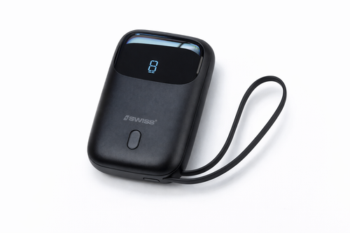 iSWISS Powerbank 10,000mAh – 22.5W Fast Charging | USB-C &amp; 3A Output | Compact Black