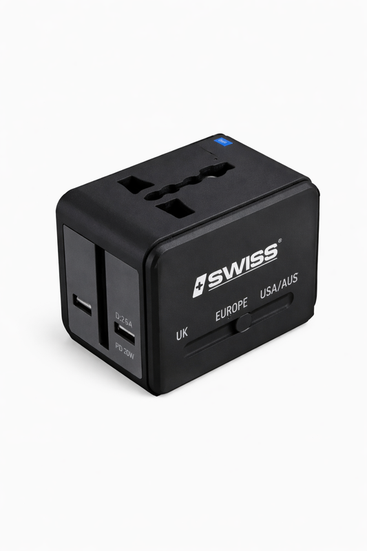 iSwiss Universele Reisadapter 20W – UK / EU / USA / AUS – Snellader met USB-C & USB-A