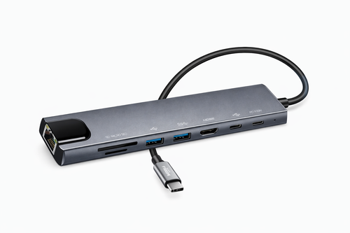 iSwiss 8-in-1 USB-C Docking Station – HDMI 4K, LAN, USB 3.0, SD/TF & 100W Power Delivery