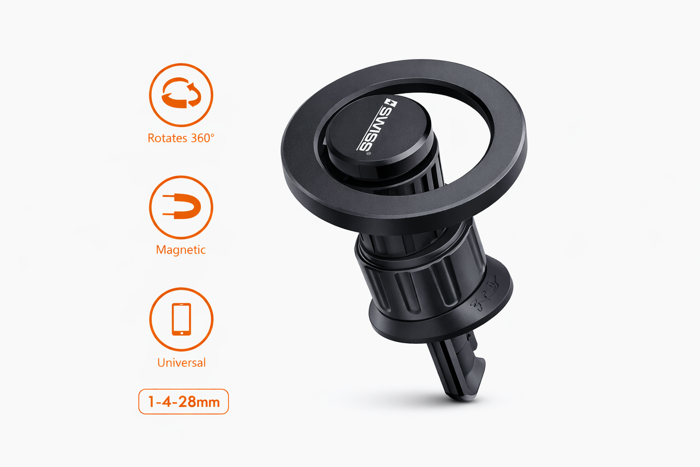 iSwiss Magnetische Auto-Handyhalterung – Lüftungsschlitzbefestigung – 360° drehbar &amp; universell