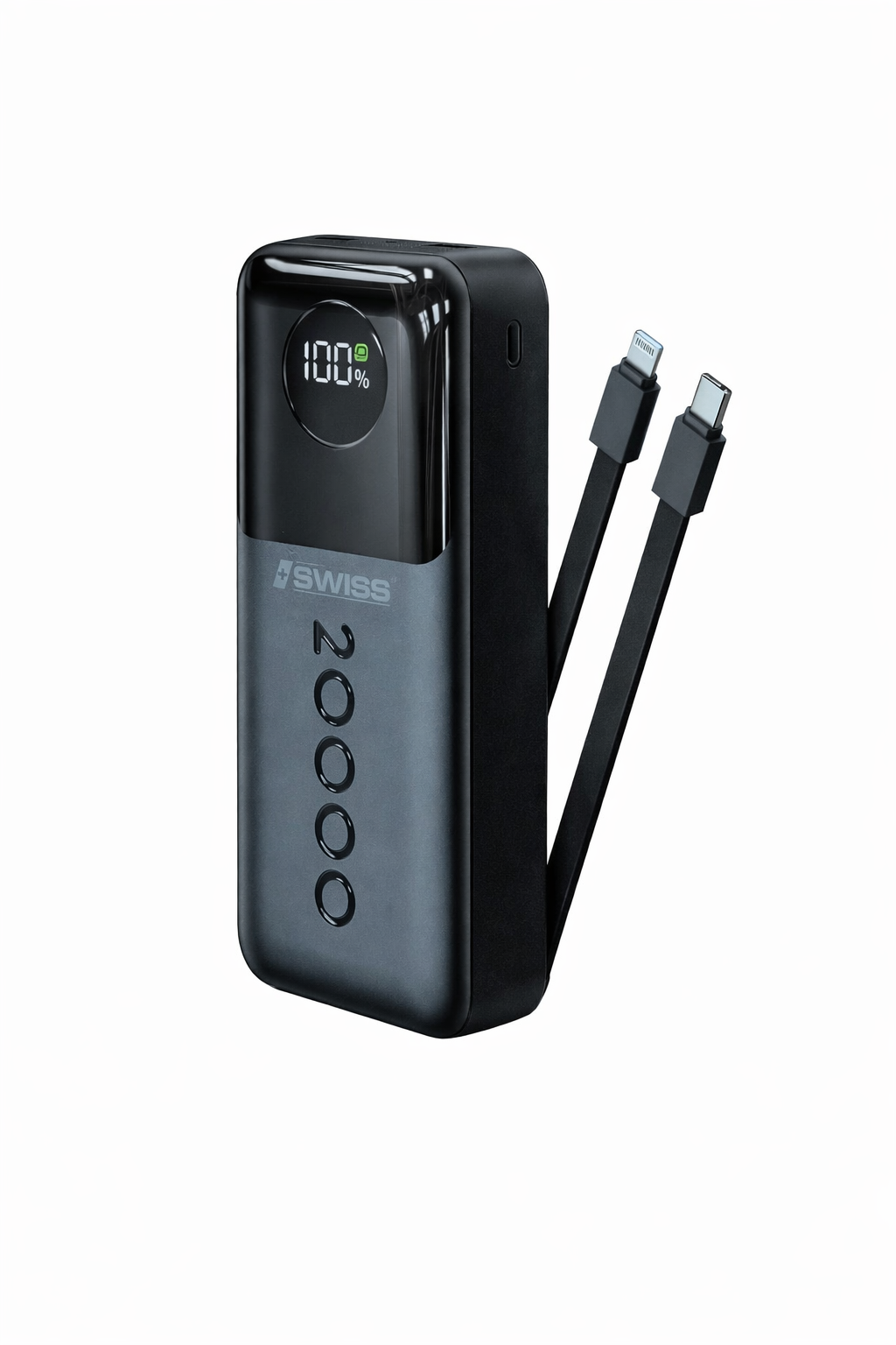 iSWISS Powerbank 20000mAh – 22.5W Fast Charging with Built-in Cables &amp; Digital Display