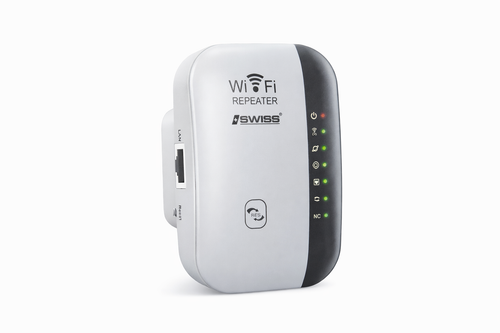iSWISS WiFi Repeater 300Mbps – Draadloze Signaalversterker met WPS & LAN-poort