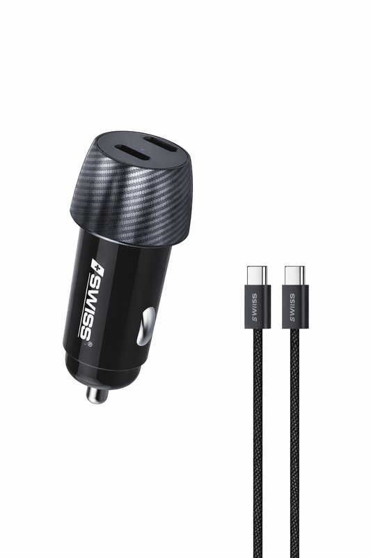 iSWISS 20W Autolader met USB-C naar USB-C Kabel (1 meter)