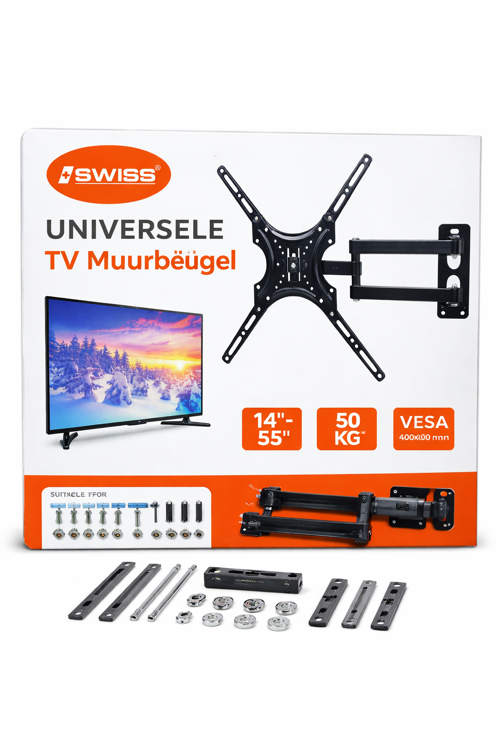 iSWISS Universele TV Muurbeugel met Draaibare Arm – 14 t/m 55 inch | Tot 50 kg